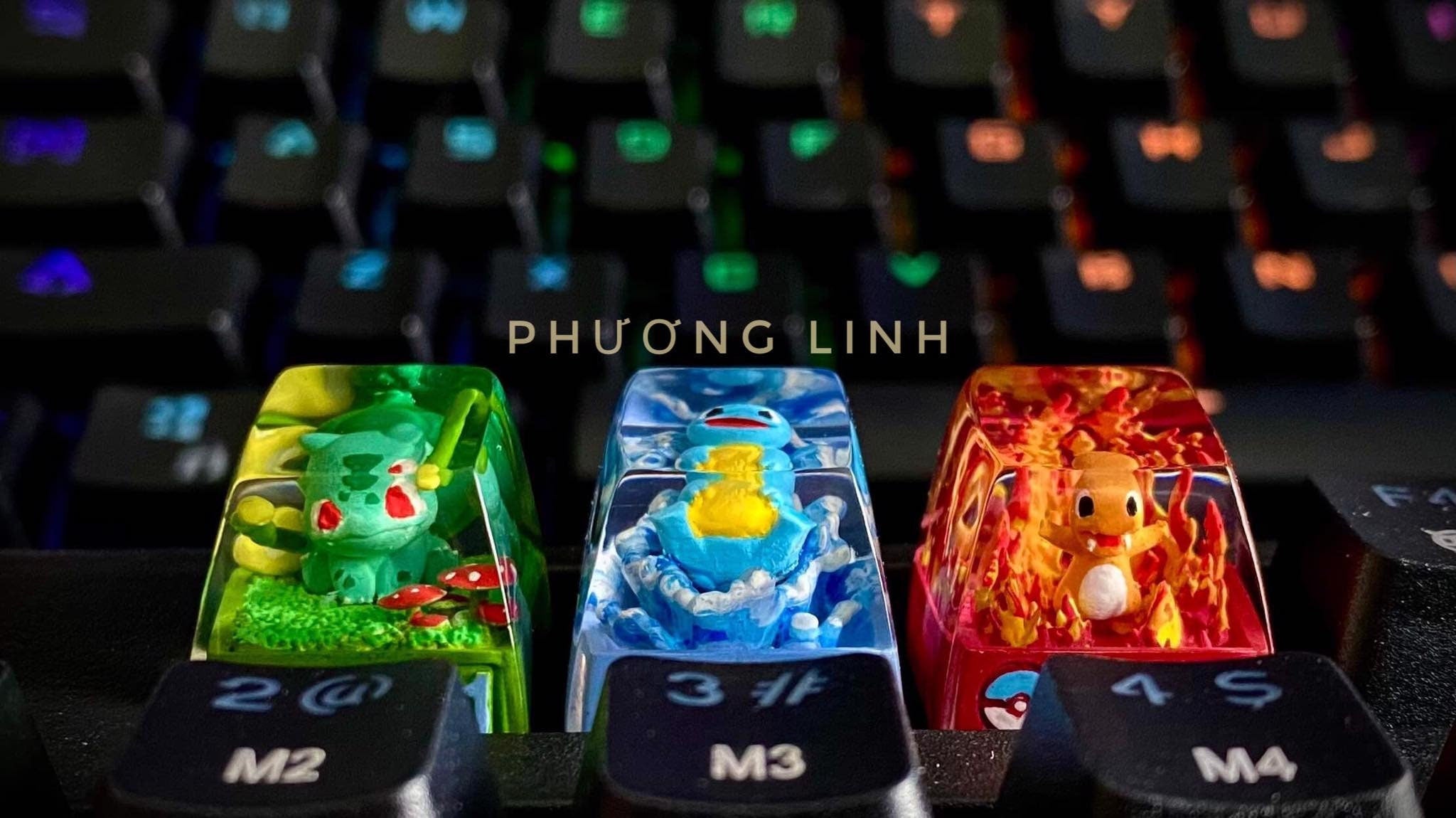 Bul.bas.aur keycap, Custom pok.em.on keycap, handmade keycaps, Artisan keycap, Cherry mx keycaps, Mechanical Gaming Keyboard,