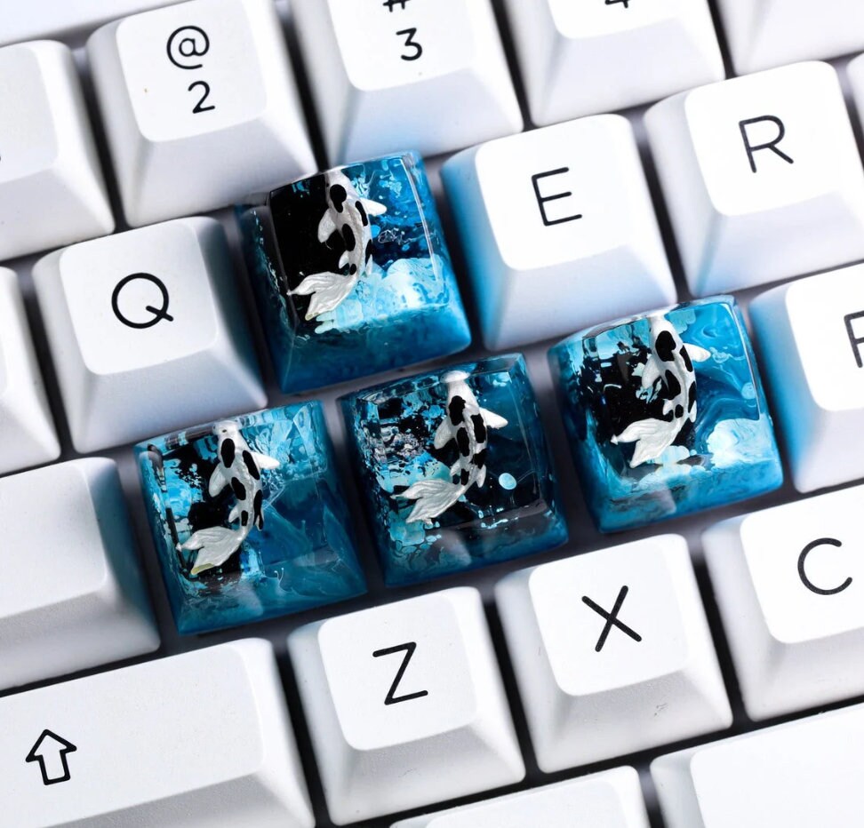 Koi keycap, Gift for her,Keyboard decoration,Koi Fish keycap, Custom keycap, Artisan keycap, Cherry mx keycaps, Resin Keycap