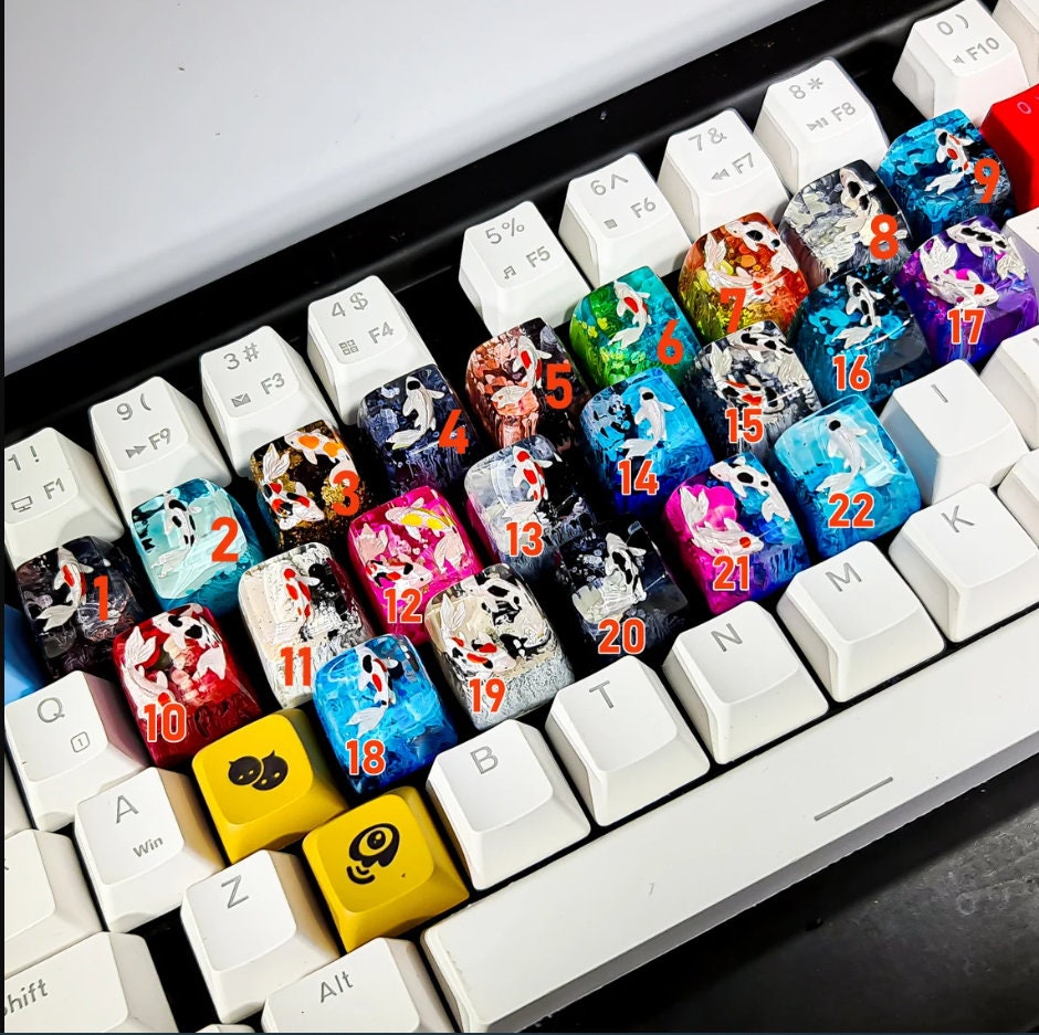 Koi keycap, Gift for her,Keyboard decoration,Koi Fish keycap, Custom keycap, Artisan keycap, Cherry mx keycaps, Resin Keycap