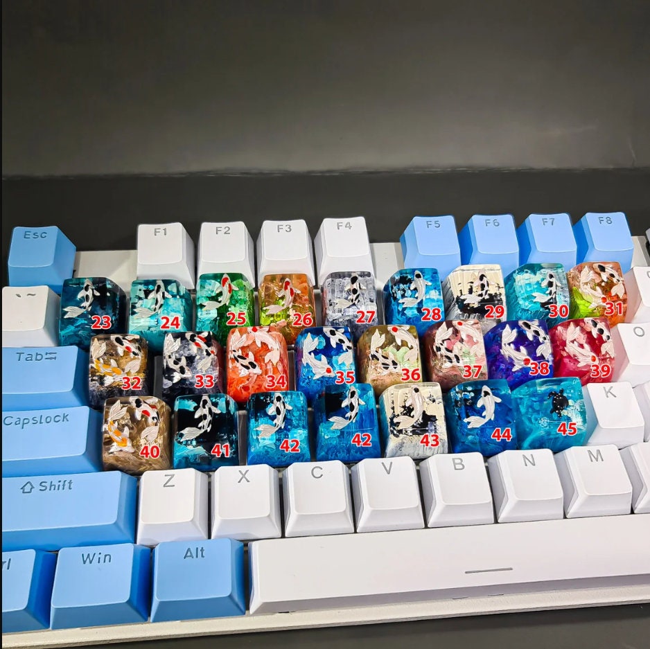 Koi keycap, Gift for her,Keyboard decoration,Koi Fish keycap, Custom keycap, Artisan keycap, Cherry mx keycaps, Resin Keycap