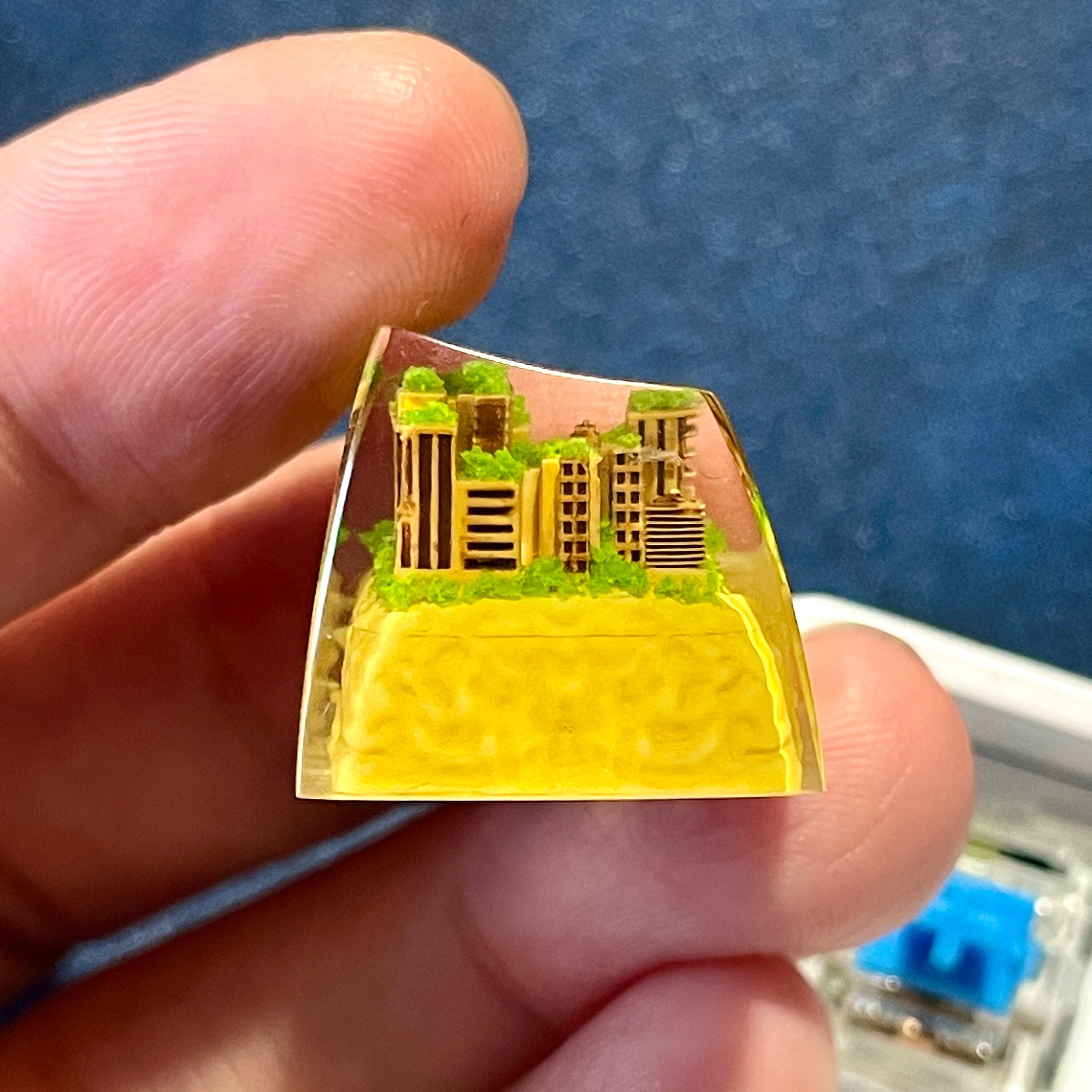 Handmade Abandoned City Keycaps,City Theme Resin Keycap,Mechanical Keyboard Keycaps,Epoxy of Resin Key Cap