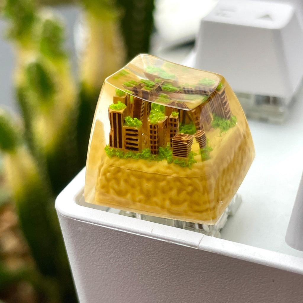 Handmade Abandoned City Keycaps,City Theme Resin Keycap,Mechanical Keyboard Keycaps,Epoxy of Resin Key Cap