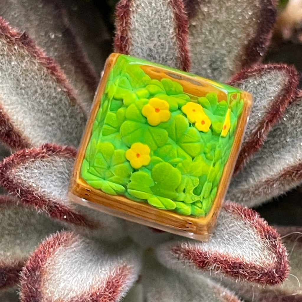 Handmade Plant keycap,Four-leaf clover resin keycap,Flowers keycap