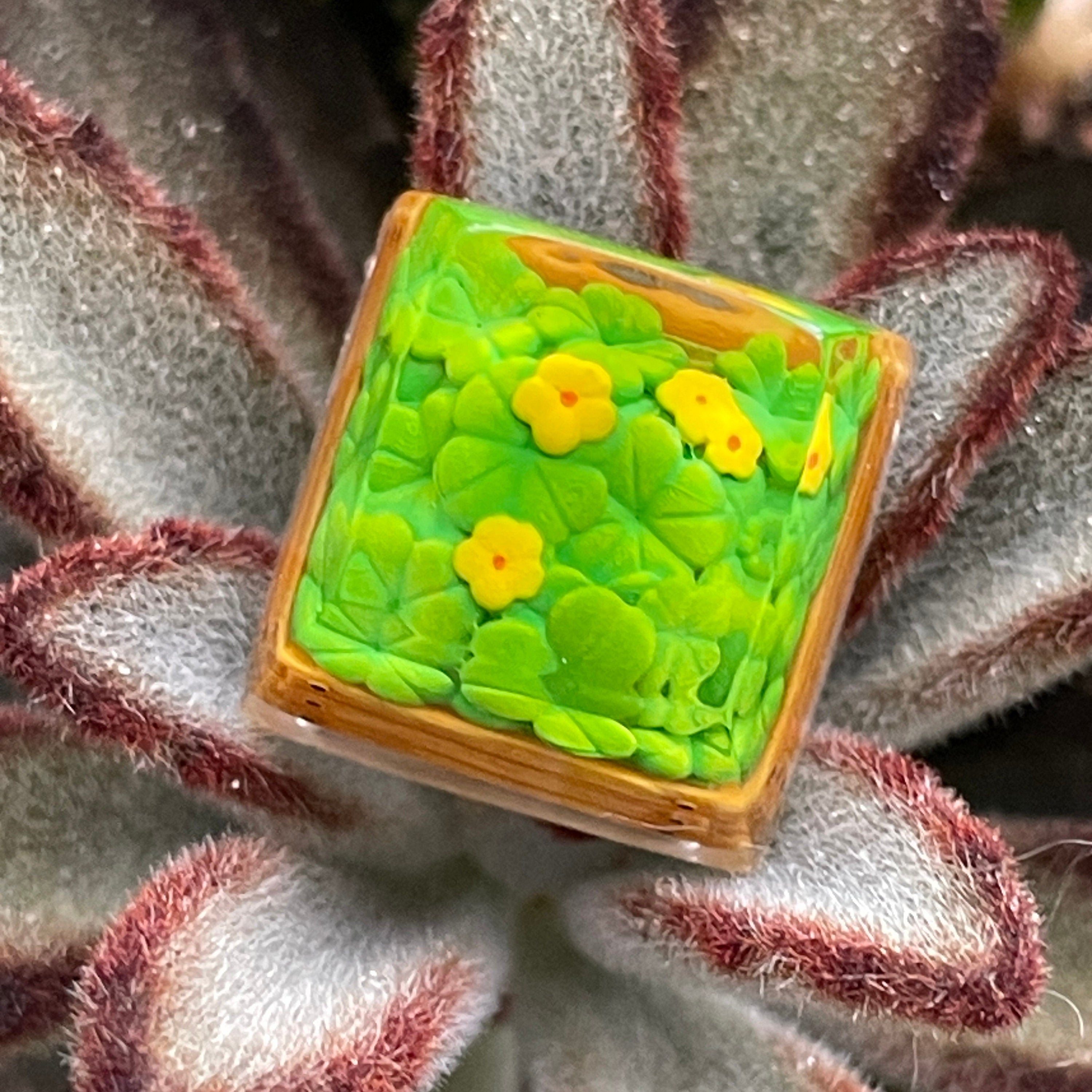 Handmade Plant keycap,Four-leaf clover resin keycap,Flowers keycap