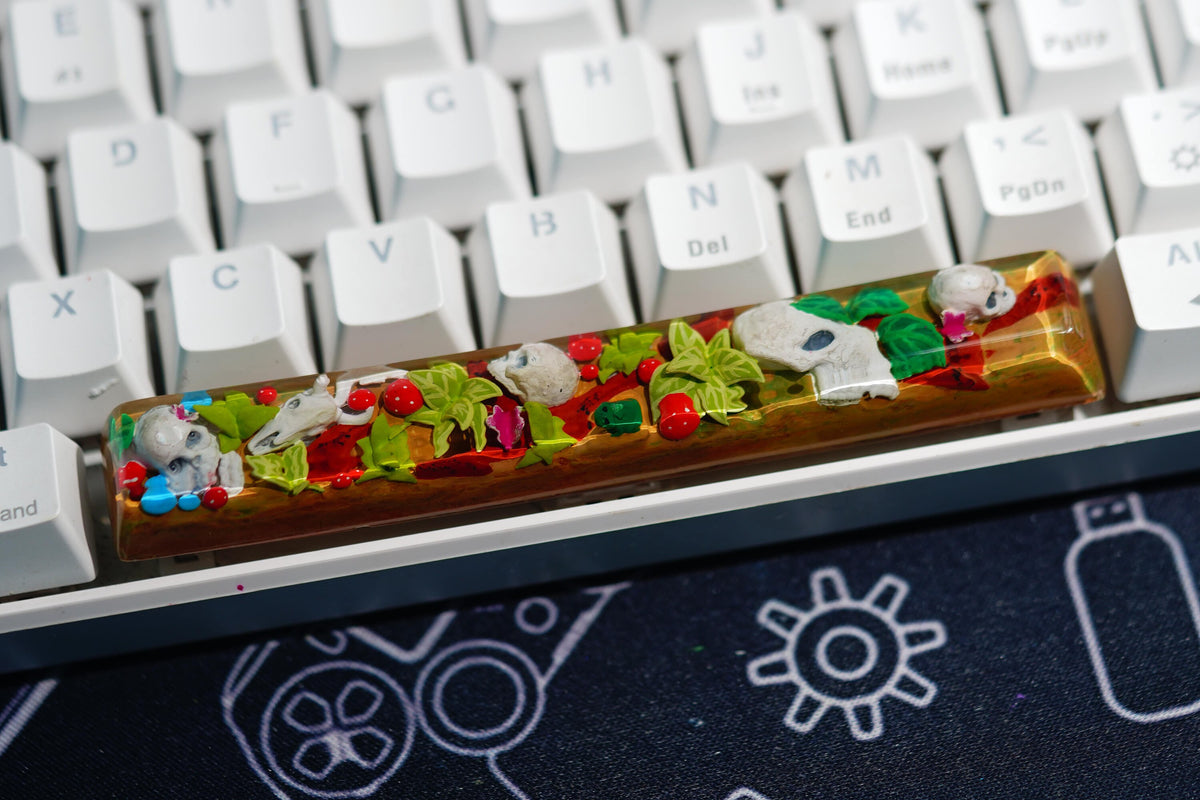 Artisan Keycap White Skull Resin Keycap For Cherry MX Switches Mechanical Keyboard Gift for him by KeyNerd
