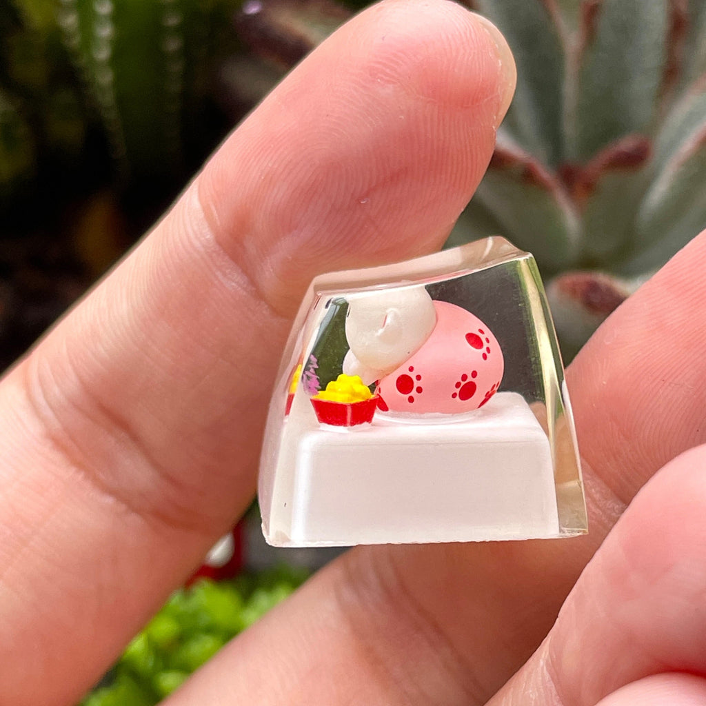 Handmade Cute Sofa Cat Resin Keycaps,French Fries Kitten Keycaps,Mechanical Keyboard Key Caps,Resin Keycap,Gift for her