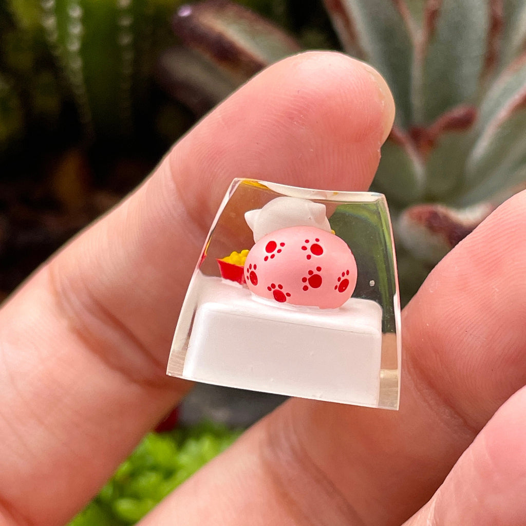 Handmade Cute Sofa Cat Resin Keycaps,French Fries Kitten Keycaps,Mechanical Keyboard Key Caps,Resin Keycap,Gift for her