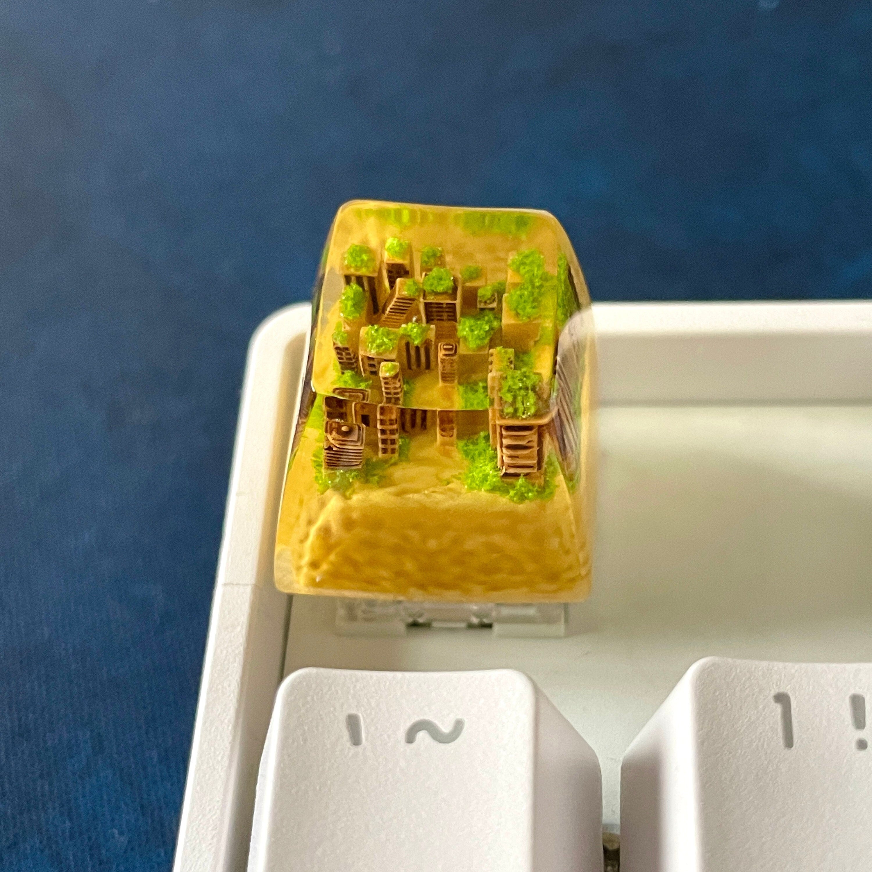 Handmade Abandoned City Keycaps,City Theme Resin Keycap,Mechanical Keyboard Keycaps,Epoxy of Resin Key Cap