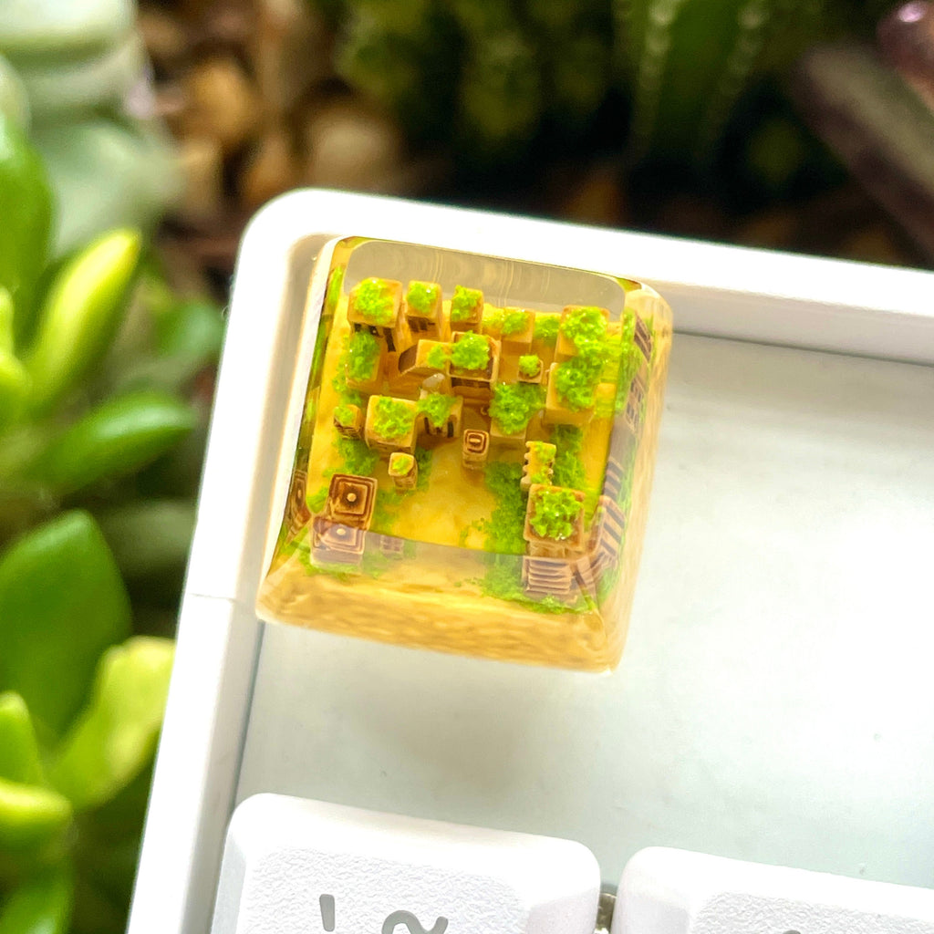 Handmade Abandoned City Keycaps,City Theme Resin Keycap,Mechanical Keyboard Keycaps,Epoxy of Resin Key Cap