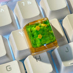 Handmade Plant keycap,Four-leaf clover resin keycap,Flowers keycap
