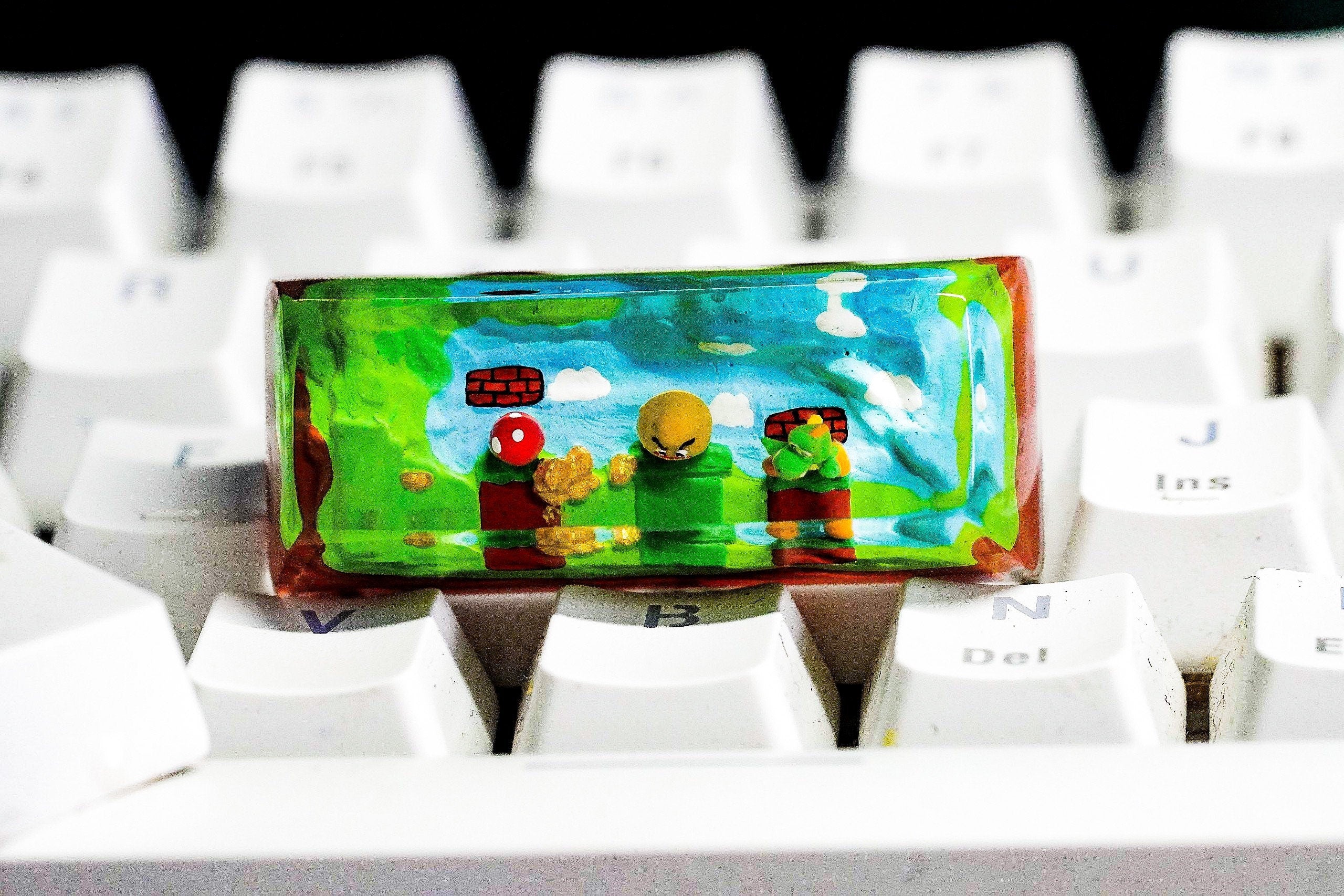 2.25U Super mushroom Spacebar keycap, saving princess keycap SA and Dom profile, party keycaps, ESC Keycap,  Gifts for him, g