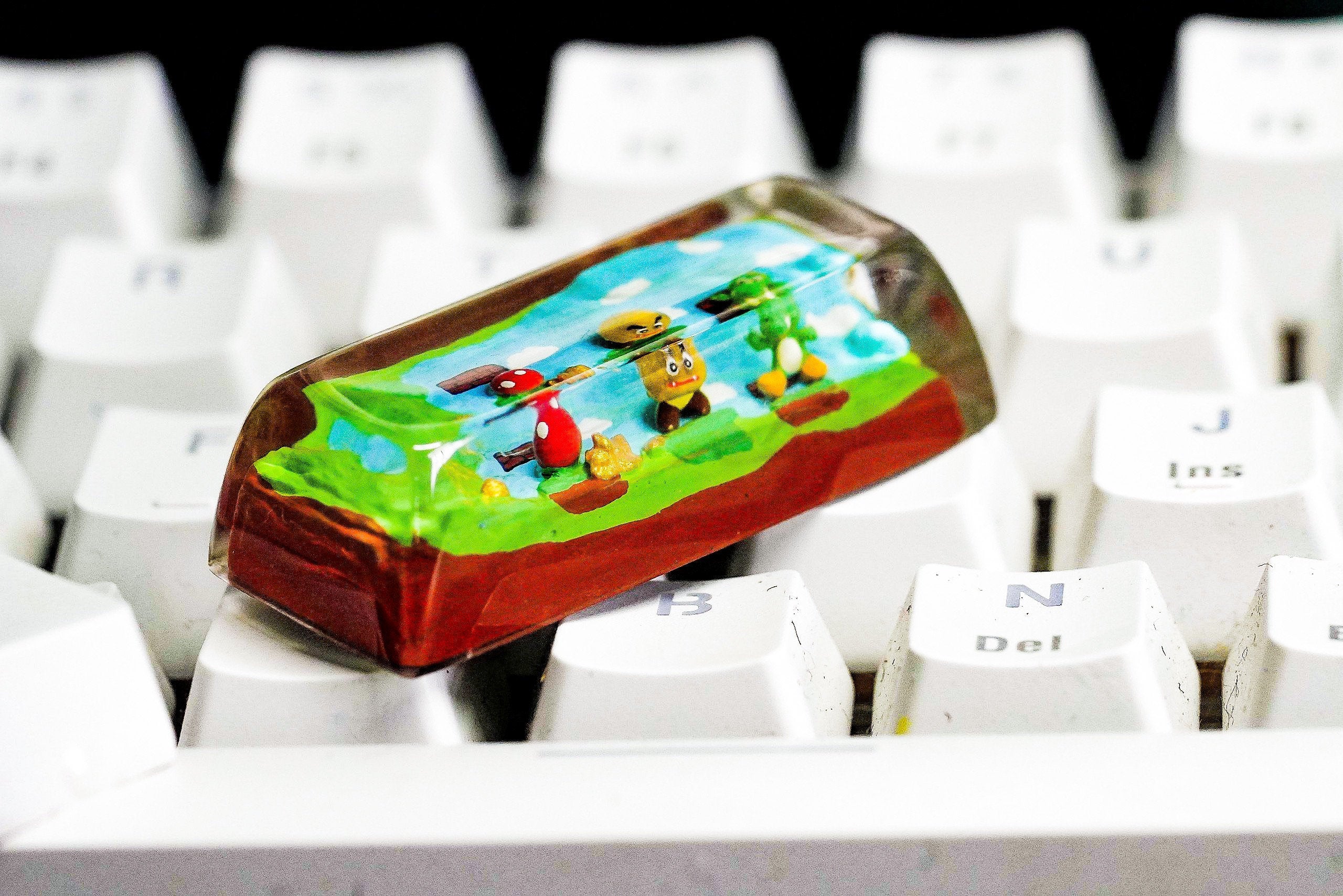 2.25U Super mushroom Spacebar keycap, saving princess keycap SA and Dom profile, party keycaps, ESC Keycap,  Gifts for him, g
