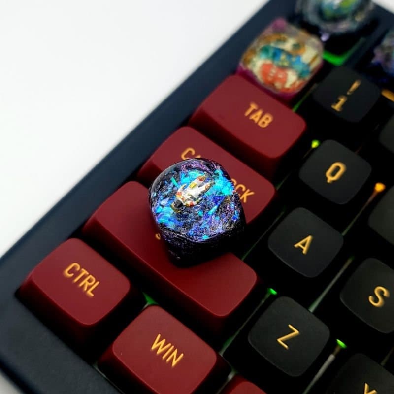 Interstellar Diamond DOM keycap,Interstellar Resin Keycap,  Gravity in Interstellar Space, Galaxy keycap, Astronaut resin key