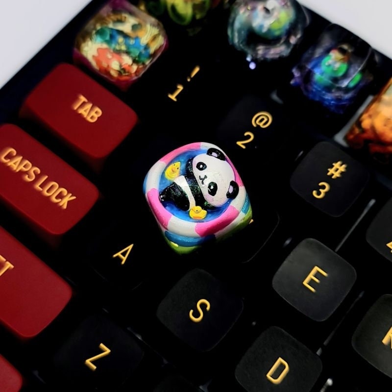 Gift Keyboard,Gift Keycap,keycap for epoxy,custom resin keyboard,mechanical keycap,DOM Profile Keycap,pandas keycaps,handmade