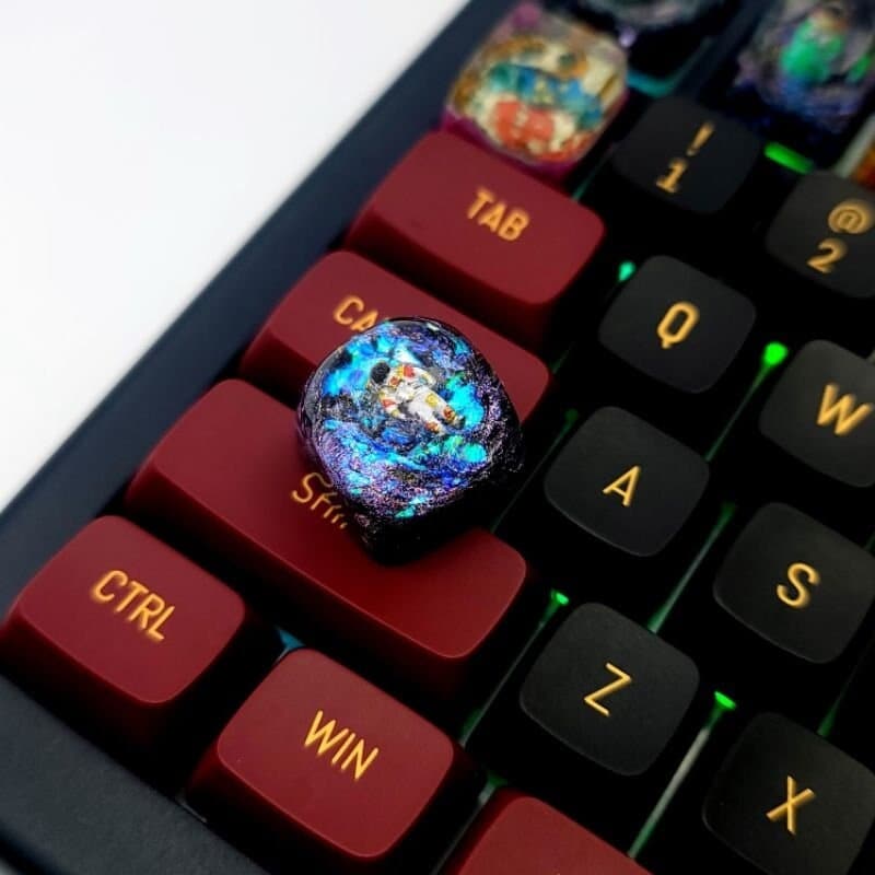 Interstellar Diamond DOM keycap,Interstellar Resin Keycap,  Gravity in Interstellar Space, Galaxy keycap, Astronaut resin key