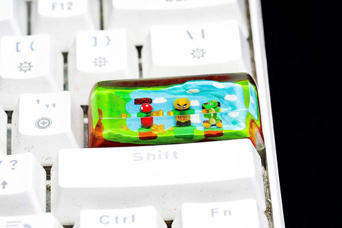 2.25U Super mushroom Spacebar keycap, saving princess keycap SA and Dom profile, party keycaps, ESC Keycap,  Gifts for him, g