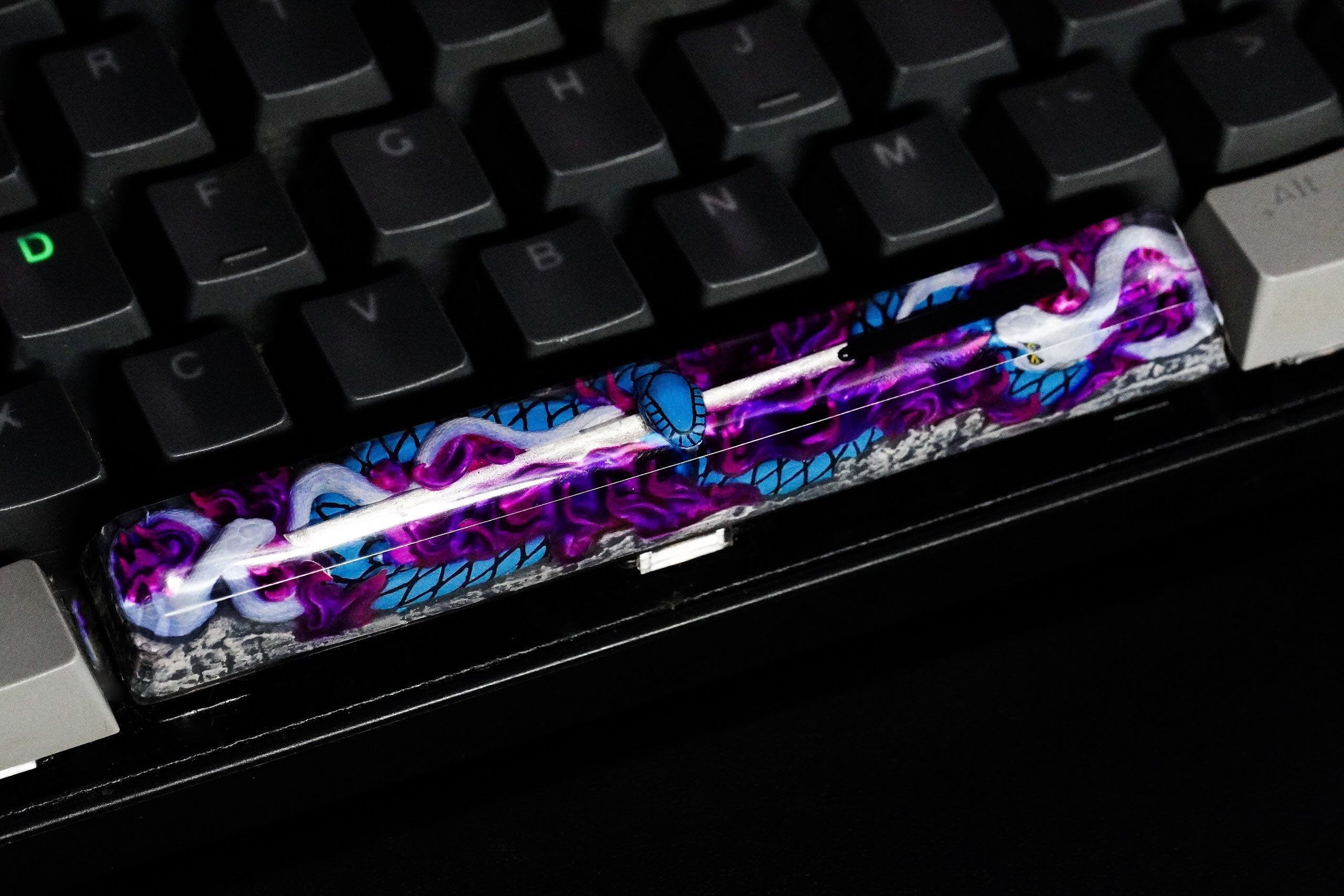 Ninja keycap, artisan spacebar keycap, snake spacebar keycap, 6.25U artisan spacebar, Keycap Set, Handmade Keycap, SA Keycap