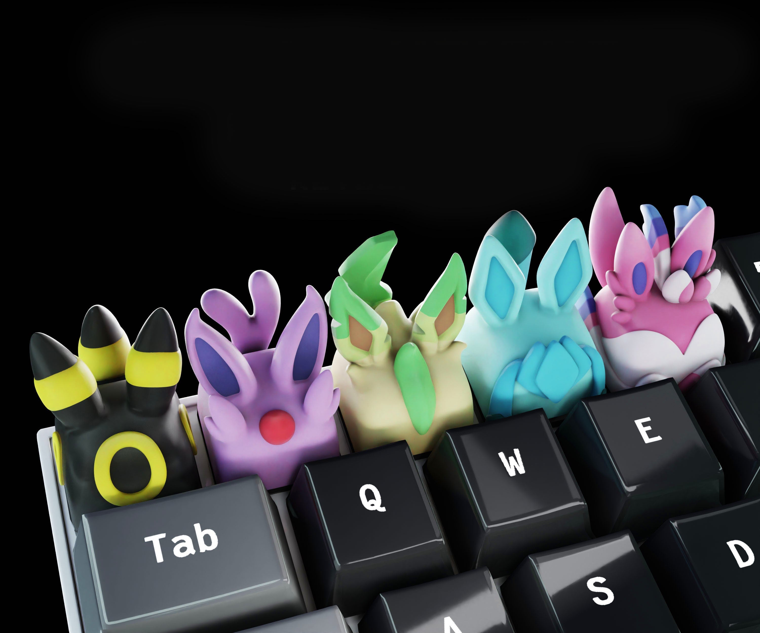 Pokemon keycap eevee evolutions, gifts,eevee keycap, cute keycaps, 3d hiko key, pink keycaps, keycap set, pokemon spacebar.ch