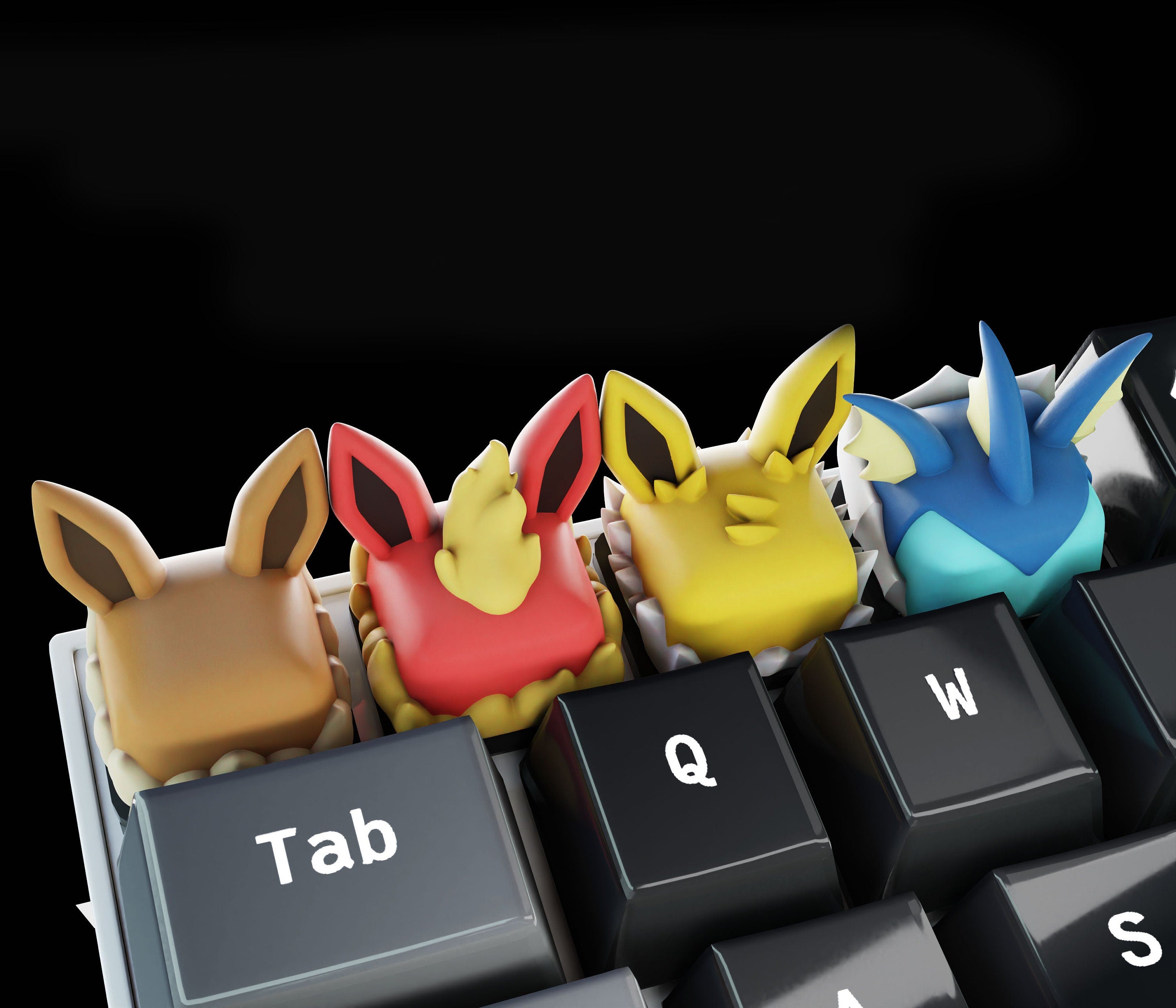 Pokemon keycap eevee evolutions, gifts,eevee keycap, cute keycaps, 3d hiko key, pink keycaps, keycap set, pokemon spacebar.ch
