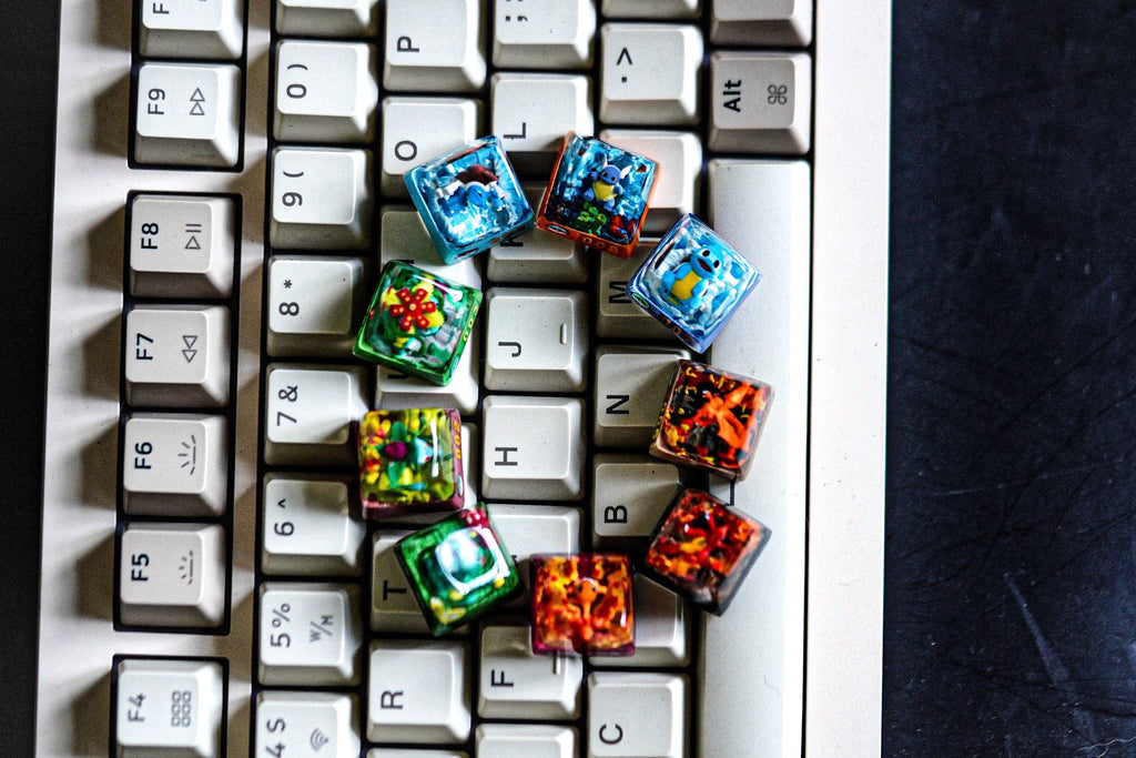 Combo 9 p.ok.em.on Gen 1 starters keycap, Gift, Resin keycap, Keycaps, Artisan keycap, Cherry mx, numpad keycaps, valentine g