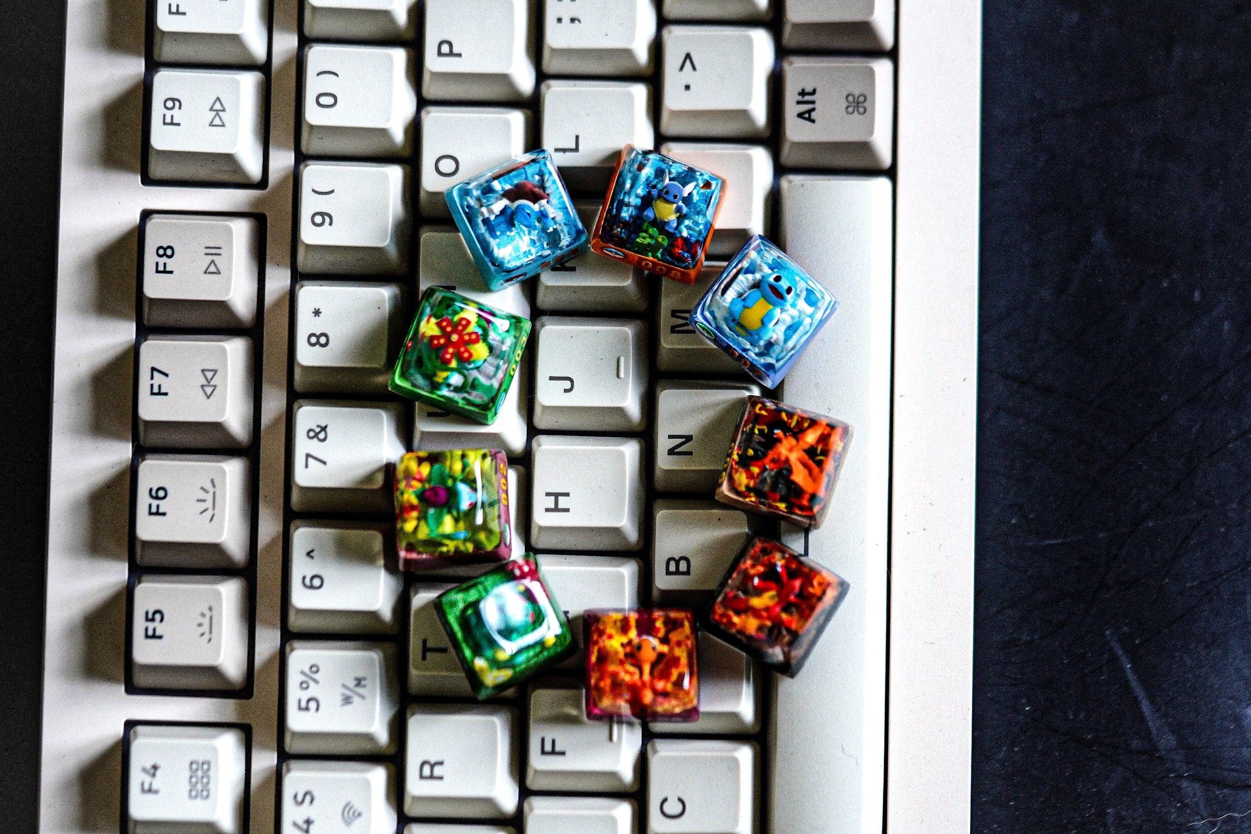 Combo 9 p.ok.em.on Gen 1 starters keycap, Gift, Resin keycap, Keycaps, Artisan keycap, Cherry mx, numpad keycaps, valentine g