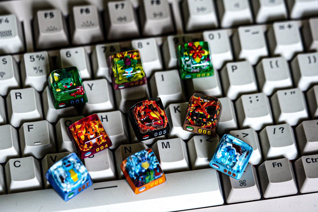 Combo 9 p.ok.em.on Gen 1 starters keycap, Gift, Resin keycap, Keycaps, Artisan keycap, Cherry mx, numpad keycaps, valentine g