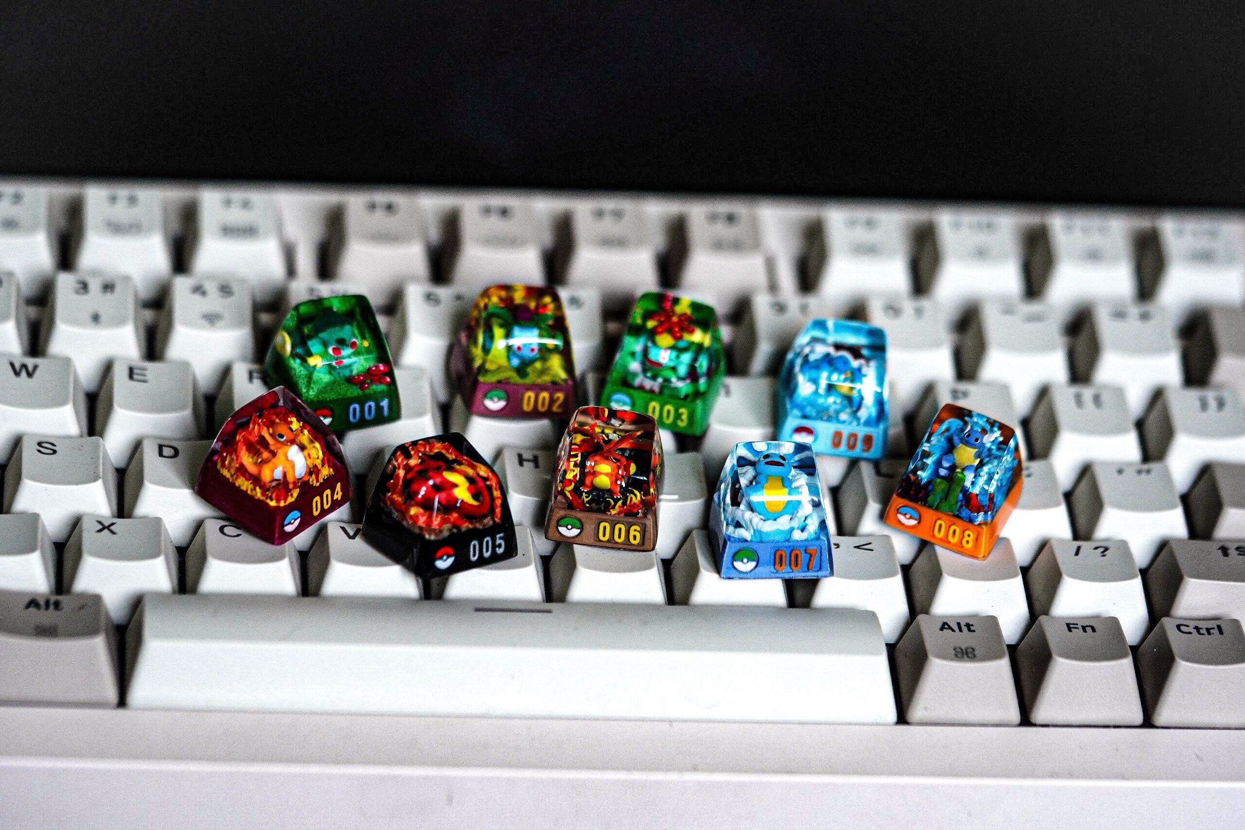 Combo 9 p.ok.em.on Gen 1 starters keycap, Gift, Resin keycap, Keycaps, Artisan keycap, Cherry mx, numpad keycaps, valentine g