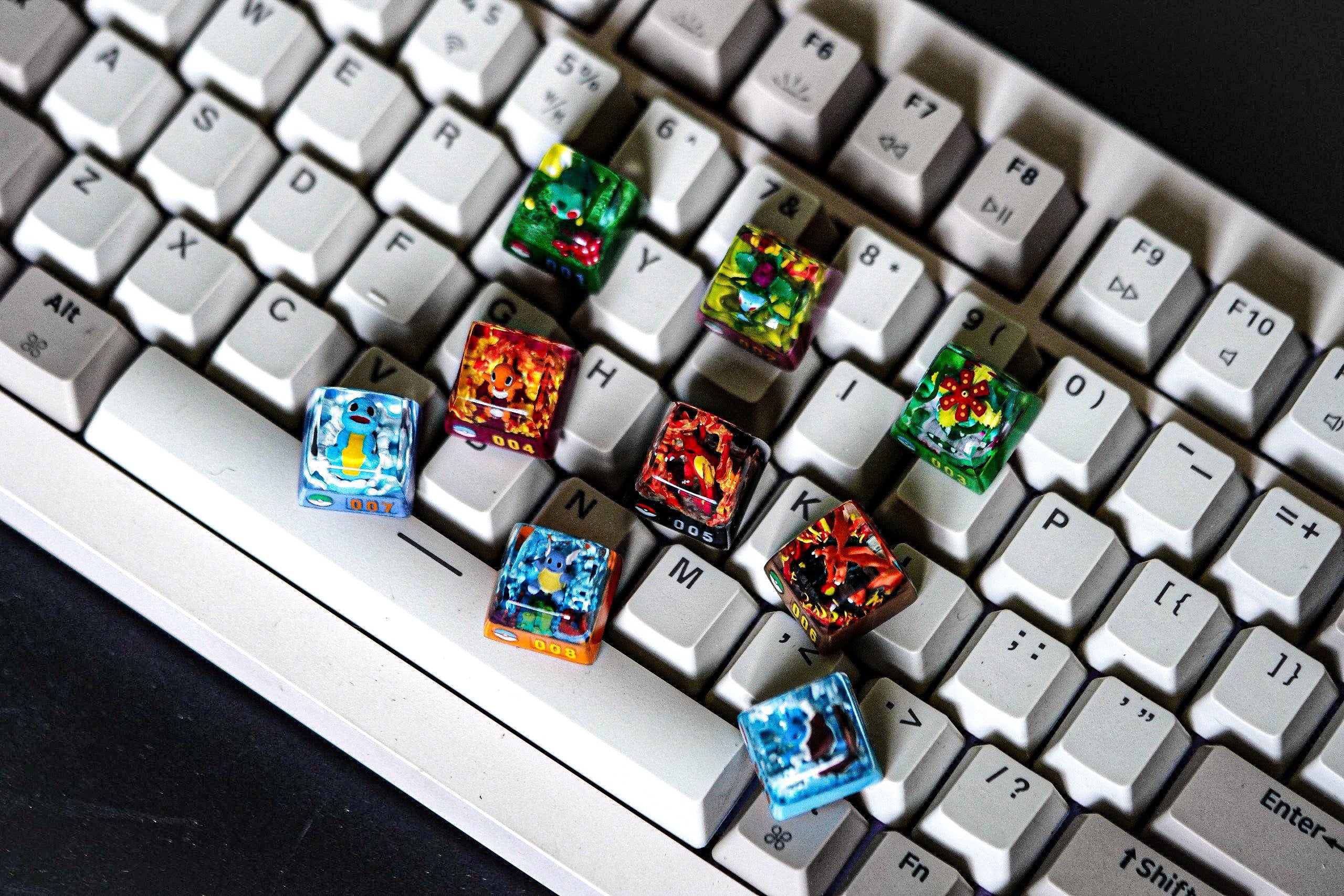 Combo 9 p.ok.em.on Gen 1 starters keycap, Gift, Resin keycap, Keycaps, Artisan keycap, Cherry mx, numpad keycaps, valentine g