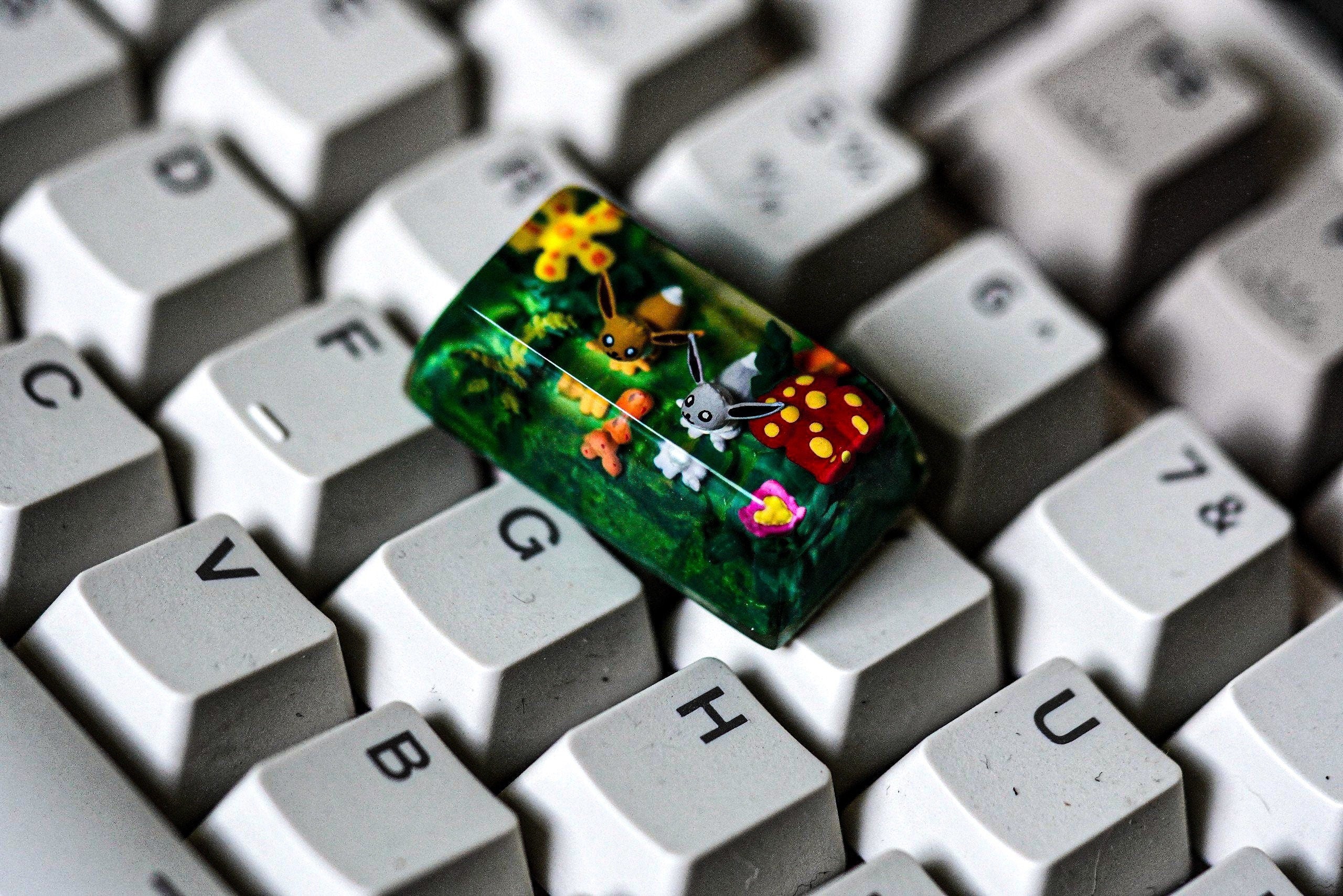 Pok.e.m.on keycaps, keycap 1.75U , Capslock keycaps,E.ev.ee shiny keycaps, artisan keycaps, pok.em.on capslock keycap, keycap