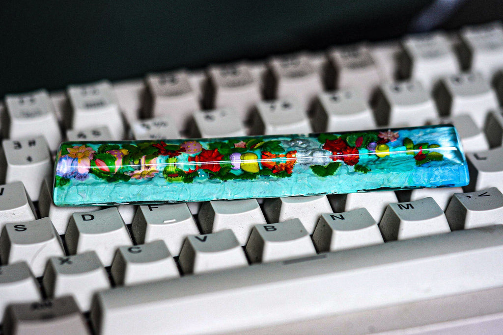 Sea spacebar 6.25U, custom spacebar keycap, coral keycap, nature keycap, Alice Fantasy Forest Keycaps, Green Forest Keycaps O