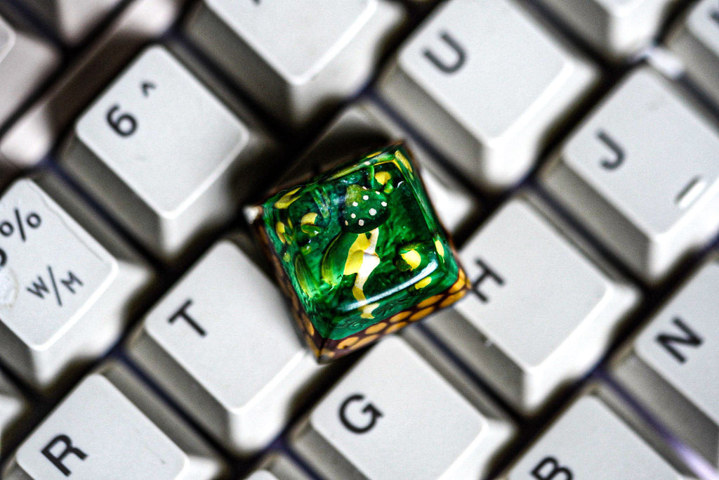 Handmade Fairy Dream, OEM SA novelty cap, Cute mushroom green cap, Kawaii anime plant, cherry mx backlit gmk, fairy in green