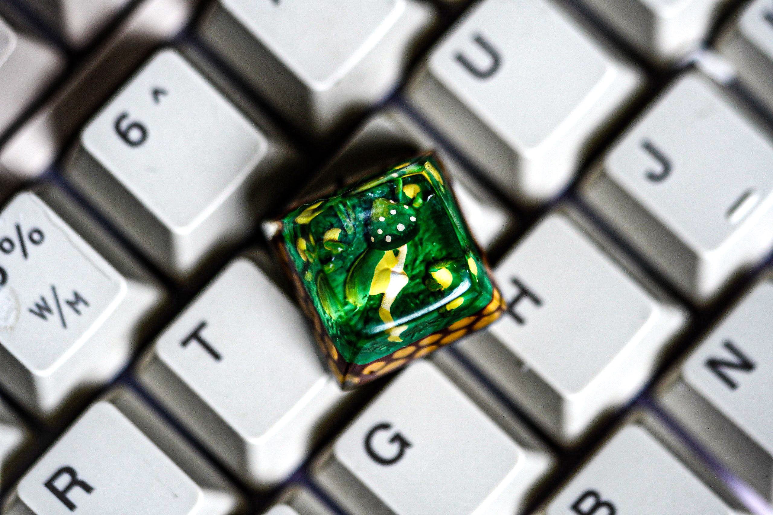 Handmade Fairy Dream, OEM SA novelty cap, Cute mushroom green cap, Kawaii anime plant, cherry mx backlit gmk, fairy in green