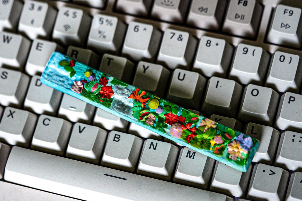 Sea spacebar 6.25U, custom spacebar keycap, coral keycap, nature keycap, Alice Fantasy Forest Keycaps, Green Forest Keycaps O