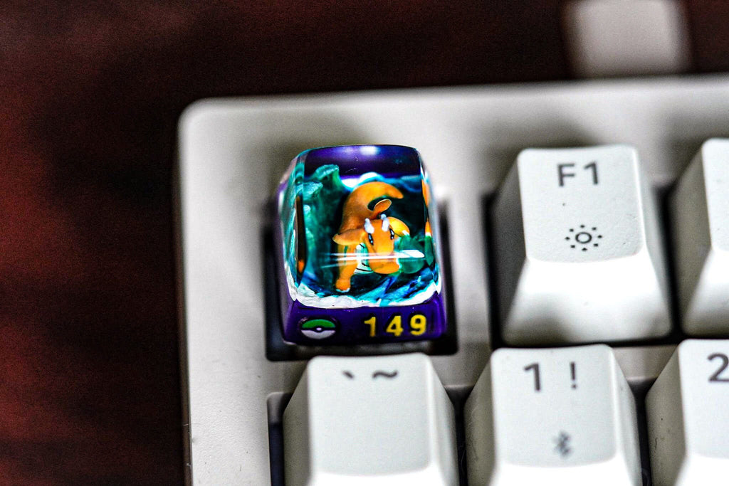 dra.g.onite p.oke.mon keycap resin, custom spacebar, keycap resin, handmade art, gift for fan, anime art