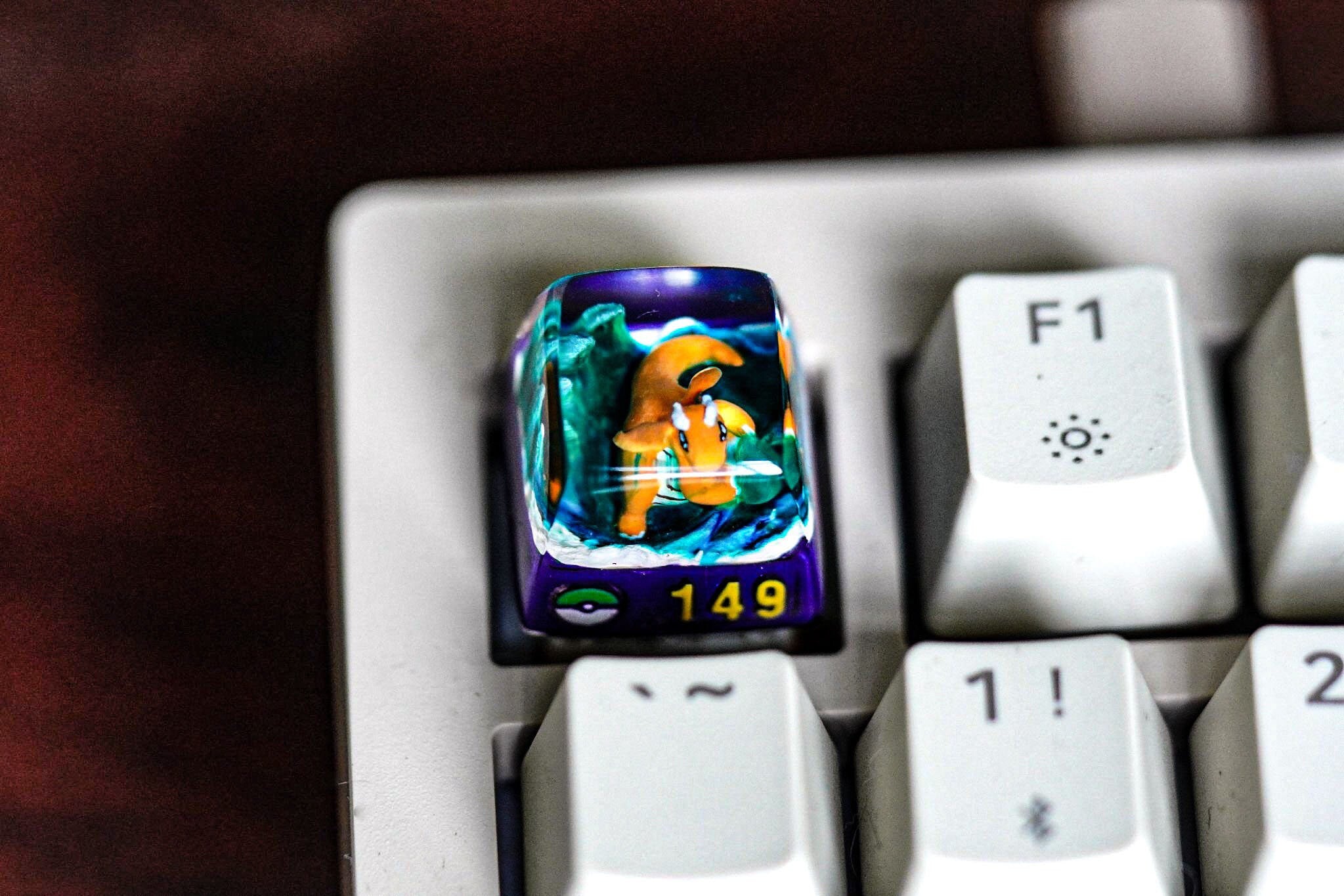 dra.g.onite p.oke.mon keycap resin, custom spacebar, keycap resin, handmade art, gift for fan, anime art