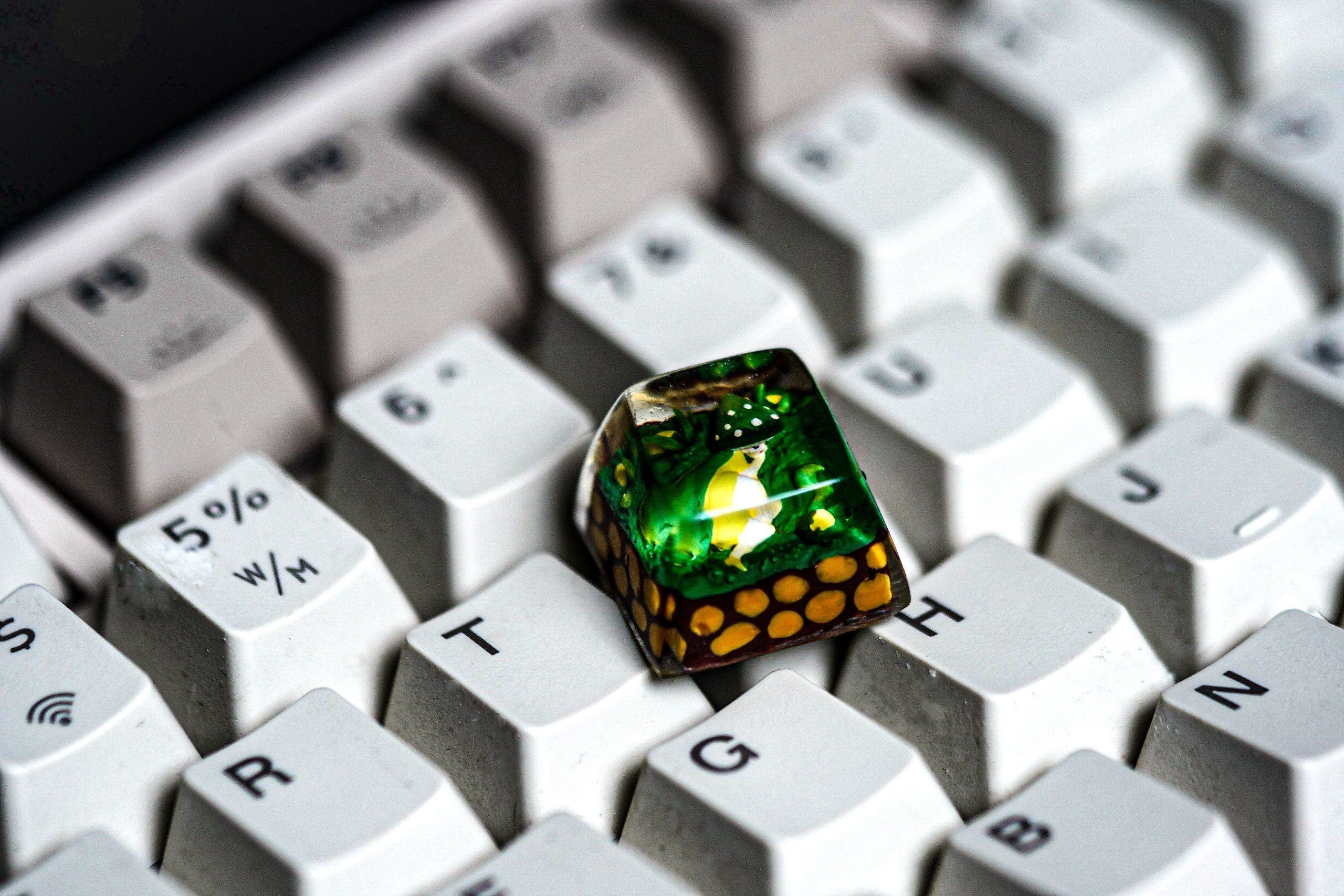 Handmade Fairy Dream, OEM SA novelty cap, Cute mushroom green cap, Kawaii anime plant, cherry mx backlit gmk, fairy in green
