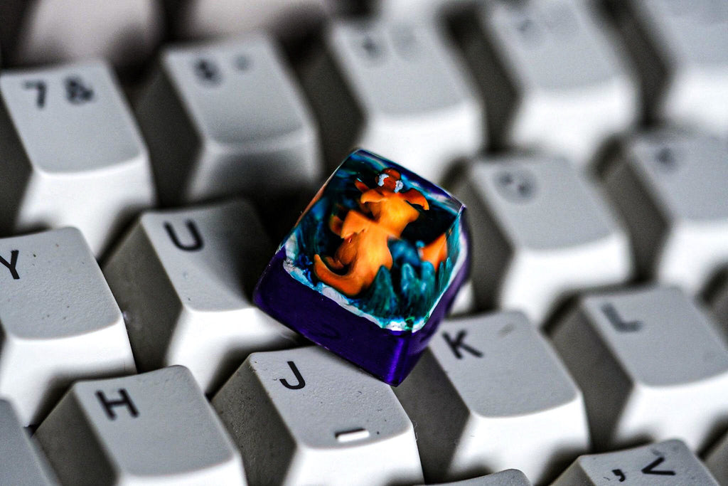 dra.g.onite p.oke.mon keycap resin, custom spacebar, keycap resin, handmade art, gift for fan, anime art