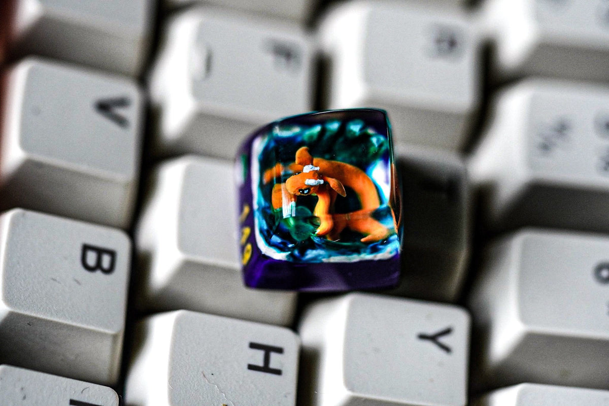 dra.g.onite p.oke.mon keycap resin, custom spacebar, keycap resin, handmade art, gift for fan, anime art