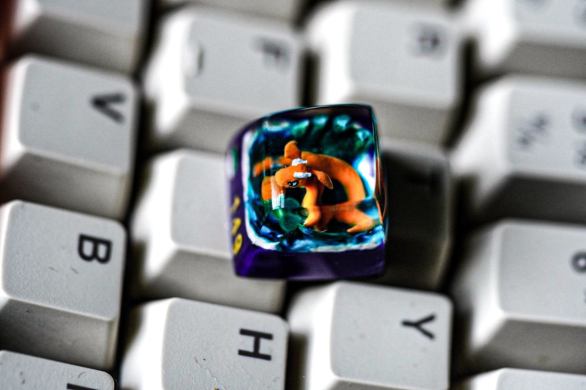 dra.g.onite p.oke.mon keycap resin, custom spacebar, keycap resin, handmade art, gift for fan, anime art