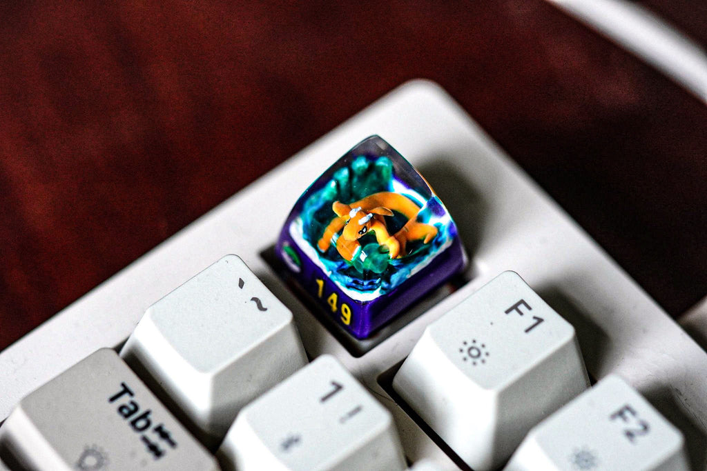 dra.g.onite p.oke.mon keycap resin, custom spacebar, keycap resin, handmade art, gift for fan, anime art