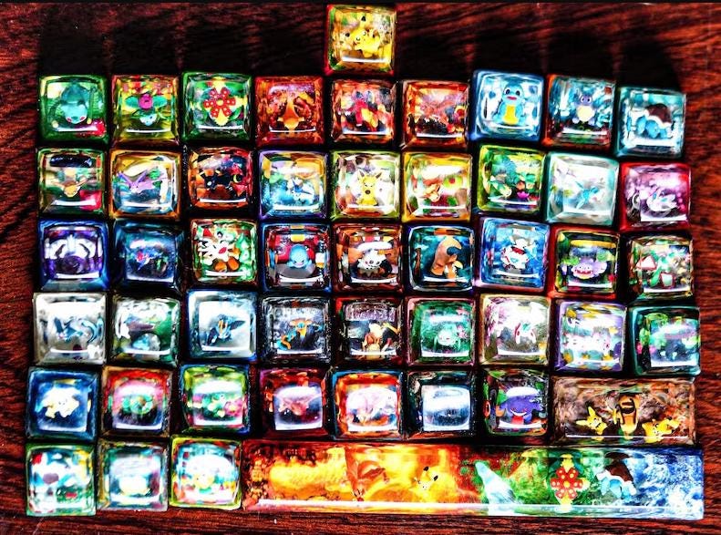 BUY 1 GET 1 FREE, starter Pok.e.m.on 2u, 2.25U Tab and enter keycaps  shiny keycaps, artisan keycaps, pok.em.on keycaps