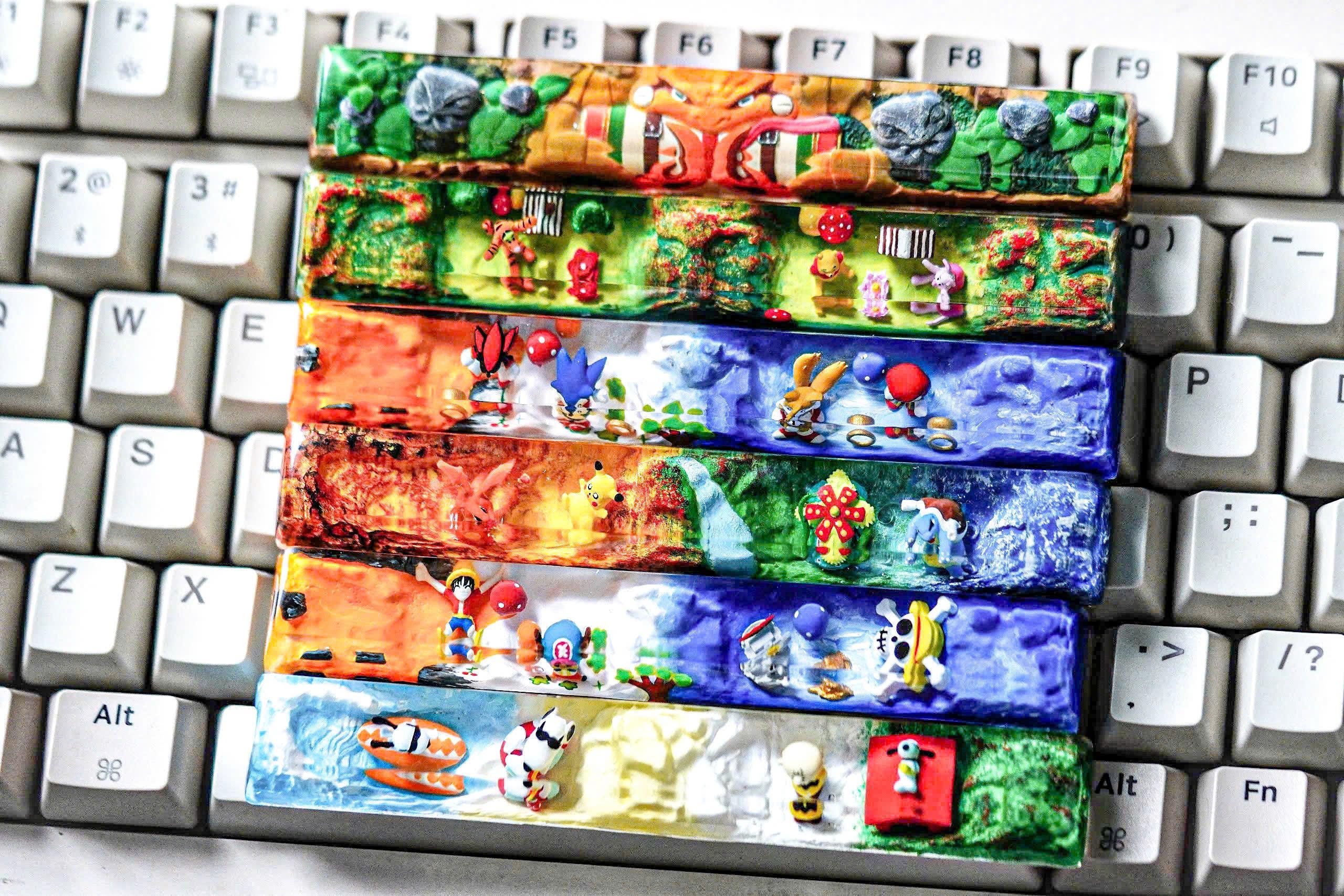 Custom your favorite anime spacebar keycaps, artisan spacebar keycaps, gift for anime fans, new yea gift, christmas gift, spa