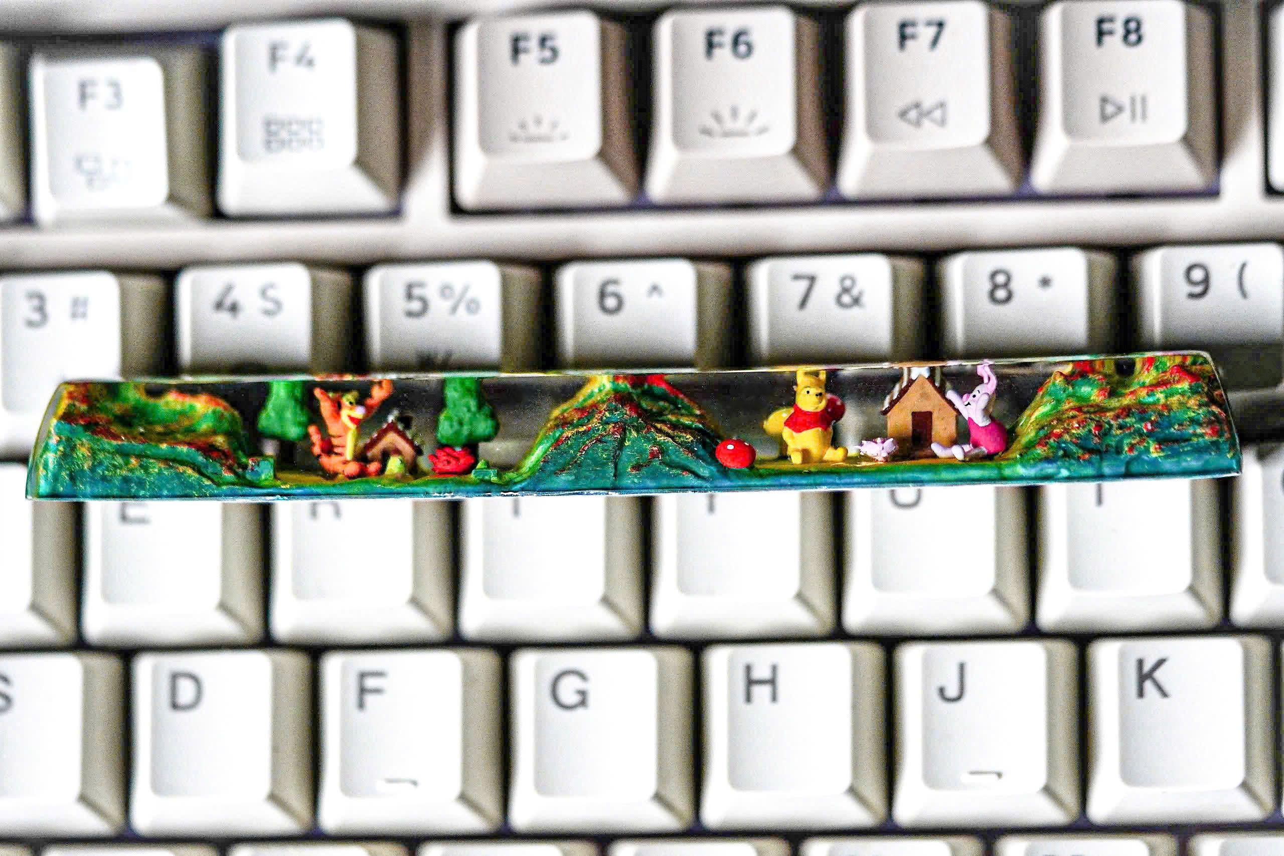 Resin Wi.nni.e the P.oo.h inspired keycaps, Custom resin Keycap SA profile, Custom spacebar keycap, Handmade Resin Keycap, Cu