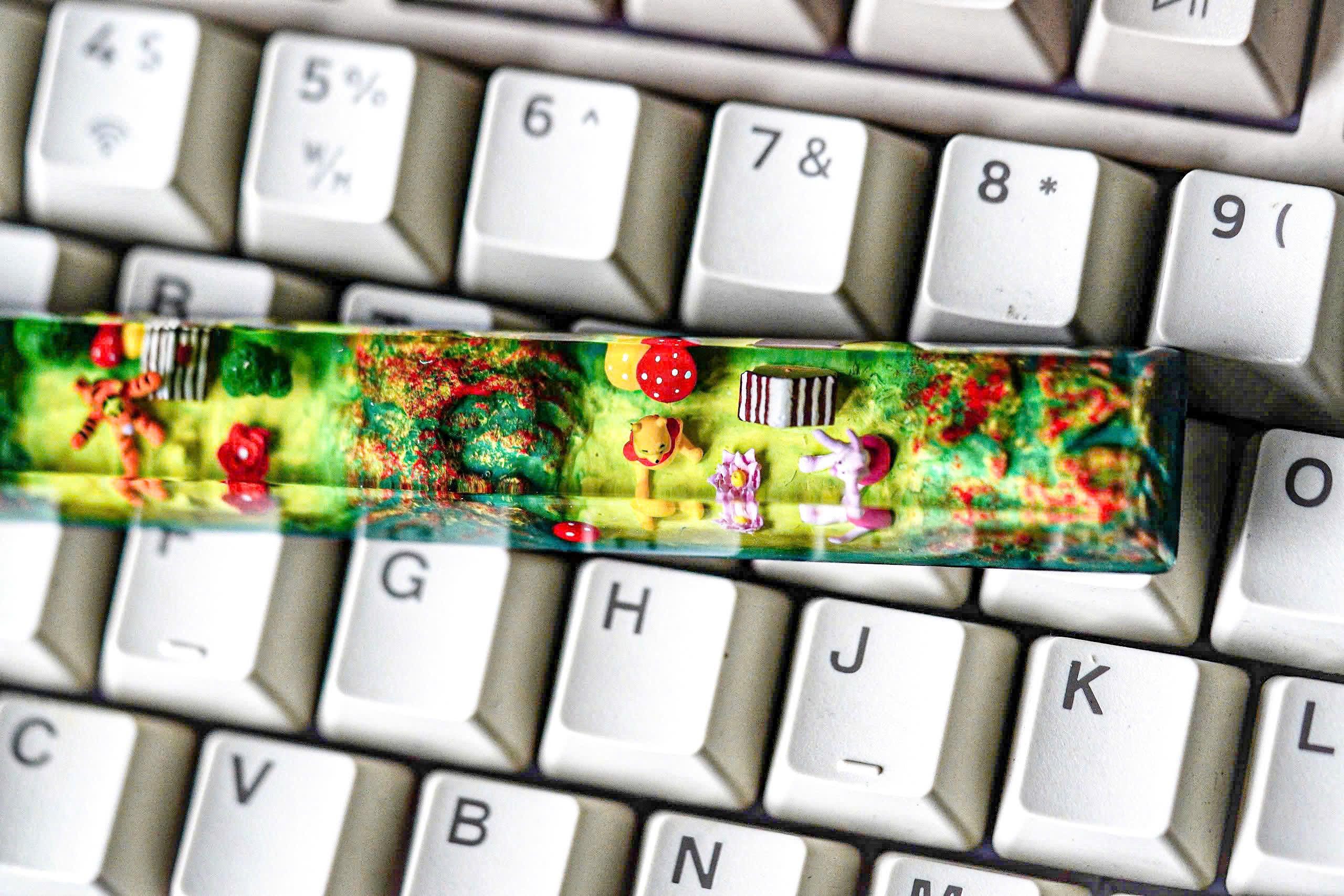 Resin Wi.nni.e the P.oo.h inspired keycaps, Custom resin Keycap SA profile, Custom spacebar keycap, Handmade Resin Keycap, Cu