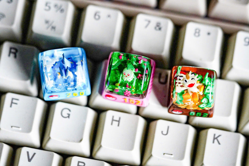 Chik.ori.ta keycap, Custom poke.m.on keycap, handmade keycaps, Artisan keycap, Cherry mx keycaps, Mechanical Gaming Keyboard,