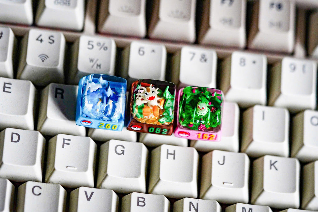 Chik.ori.ta keycap, Custom poke.m.on keycap, handmade keycaps, Artisan keycap, Cherry mx keycaps, Mechanical Gaming Keyboard,
