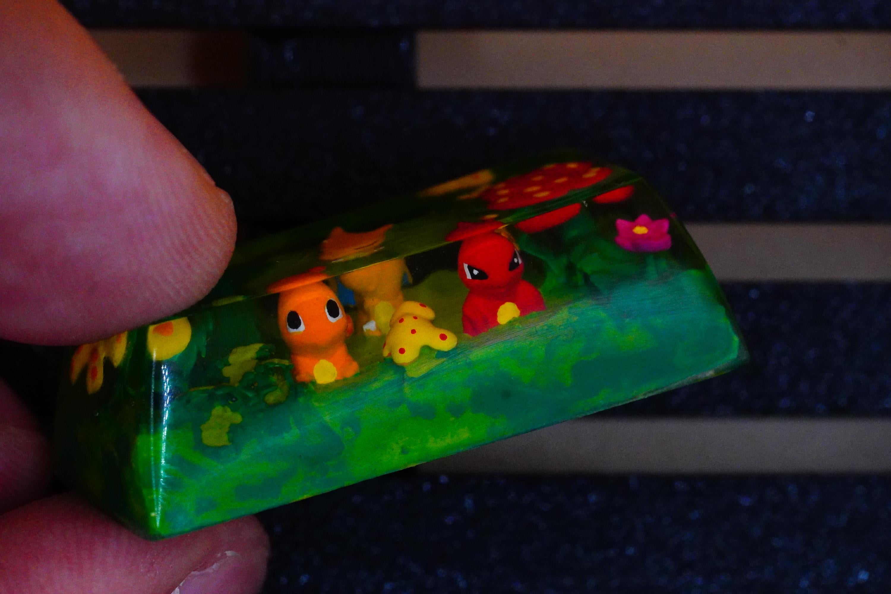 BUY 1 GET 1 FREE, Cha.riza.rd keycap dragon starter Pok.e.m.on 2u, 2.25U Tab and enter keycaps  shiny keycaps, artisan keycap