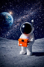 Astronaut Figurine Holding Box | Handmade Space Explorer Statue | Cute Space Decor | Unique Gift for Space Lovers | 9cm - 3.5