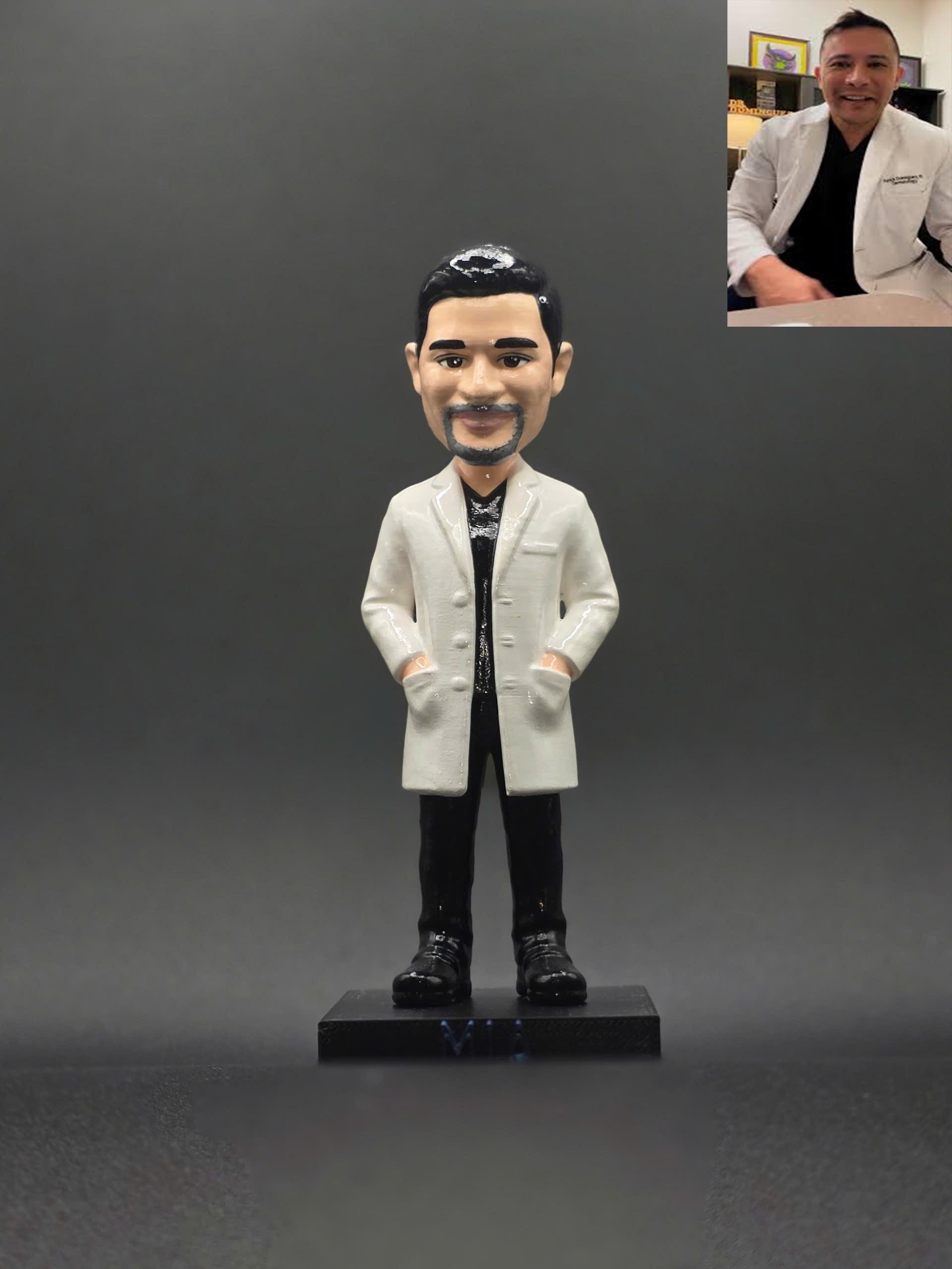 Custom Bobblehead From Photo, Personalized Figurine With Name Base, Handmade Mini Me Gift, Unique Gift for Him Her, Fathers D