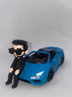 Custom Mini Me Action Figure with Supercar, Personalized Figurine from Photo, Gift for Car Lovers, Gift for Him